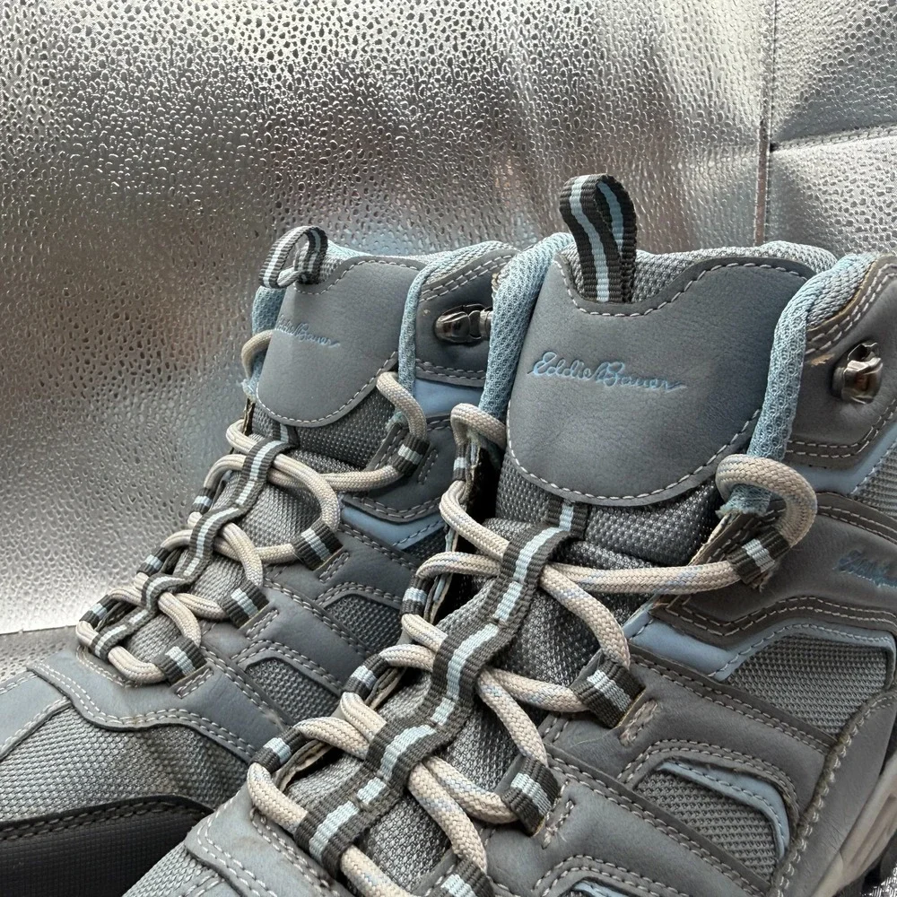 Size 9.5 Eddie Bauer Williamette Gray Blue Mens Mid Top Trail Hiking Boots‎